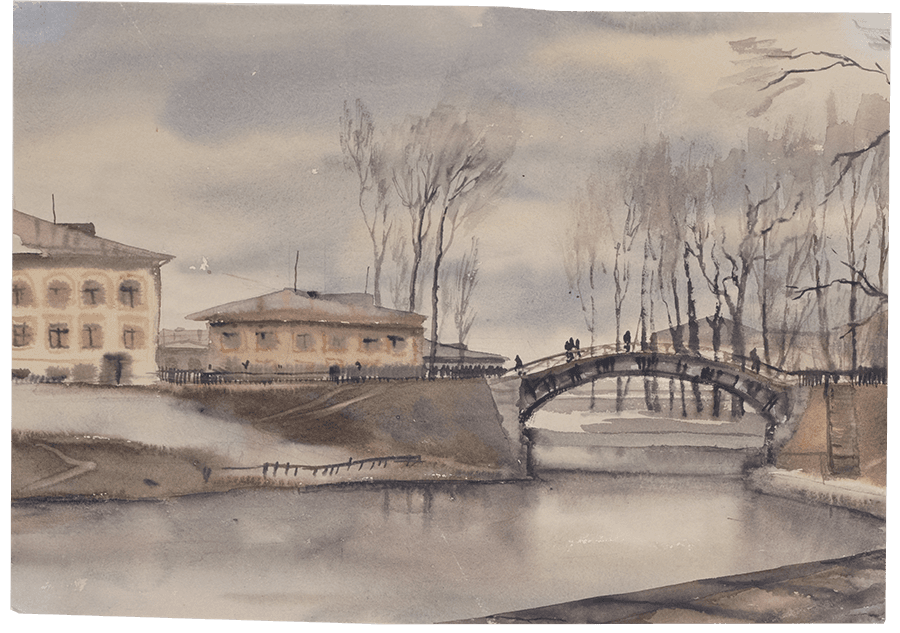 Тимирев Владимир. “Горбатый мостик. Пасмурный день”. 1930-е